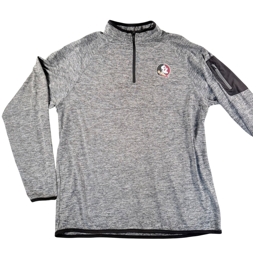 Colosseum NCAA Florida State Seminoles Quarter Zip Pullover Mens Medium Gray FSU